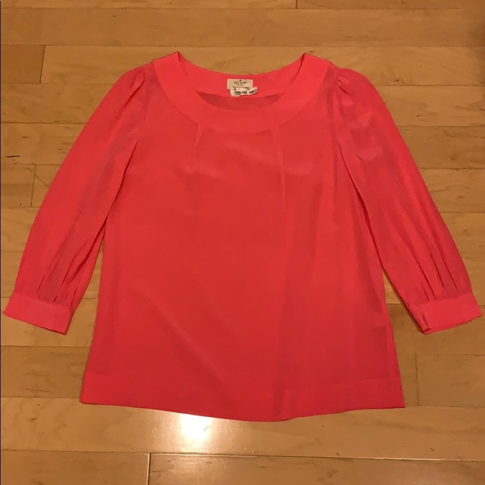 Kate Spade Bridgette silk blouse in pink coral XS